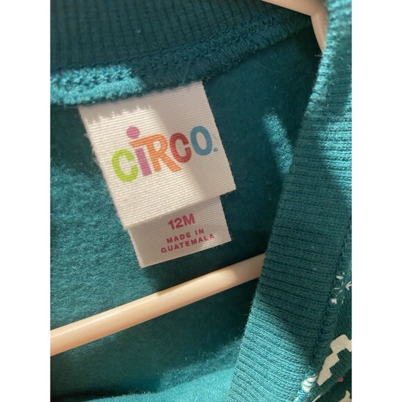 Baby Girls Christmas Crew Neck Sweatshirt Size 12 months Green Fair Isle Nordic - Picture 4 of 6